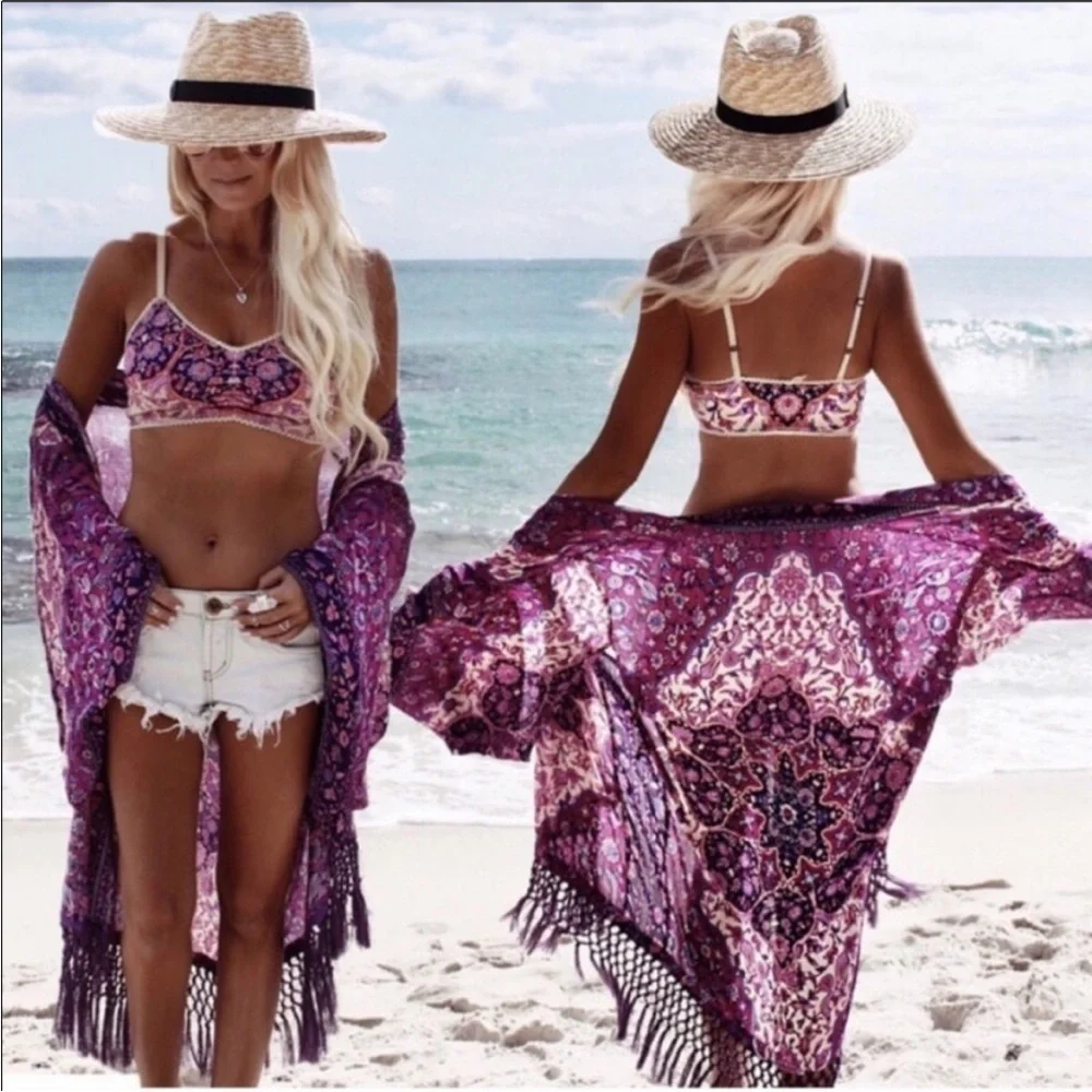 Bohemian swim coverup kimono kaftan